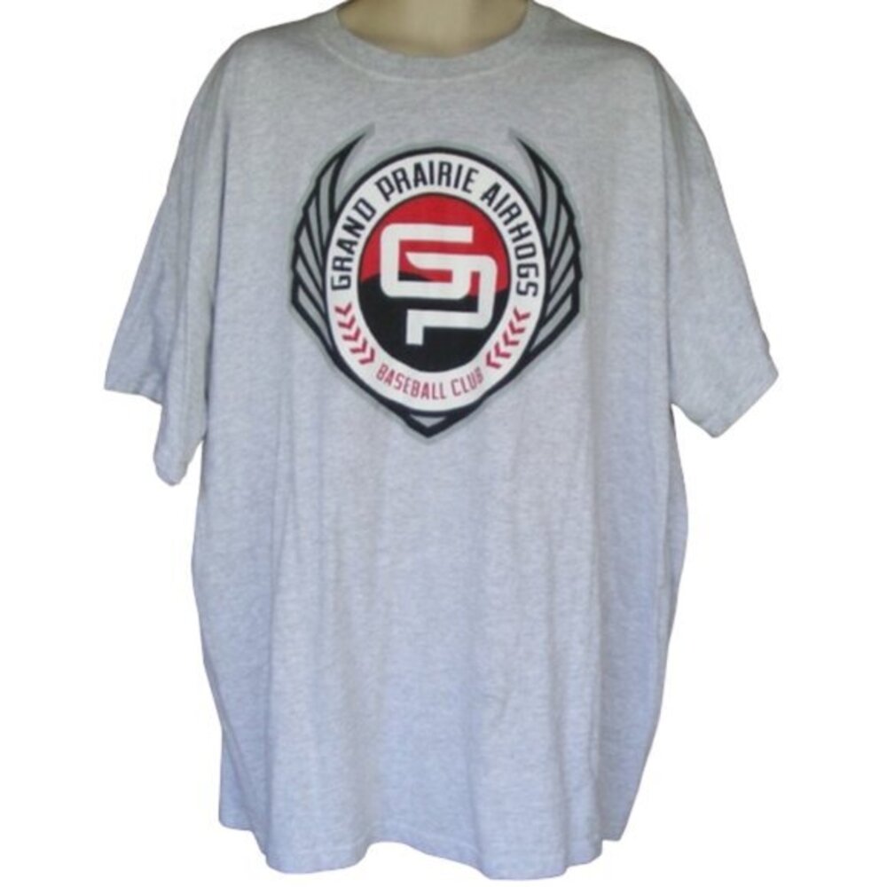 GRAND PRAIRIE AIRHOGS Tee, 3xl, Gray, Defunct, Short sleeves, TX, Cotton Blend